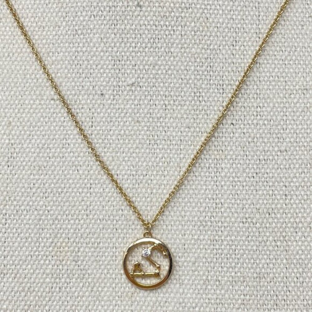Lauren Conrad Zodiac Necklace Constellation Gold-Tone‎ CZ Pendant Chain